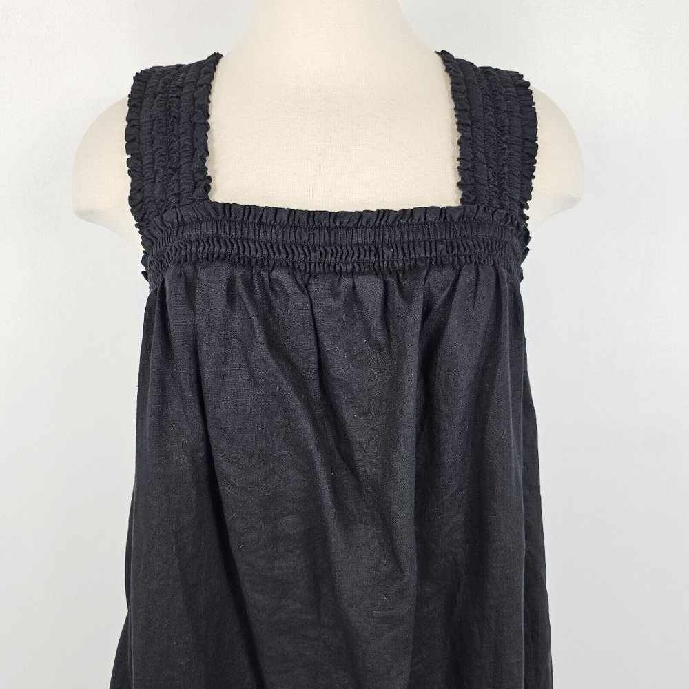 Everlane The Smocked Linen Shift Dress Womens Size Medium Black Sleeveless Flowy - Picture 5 of 16